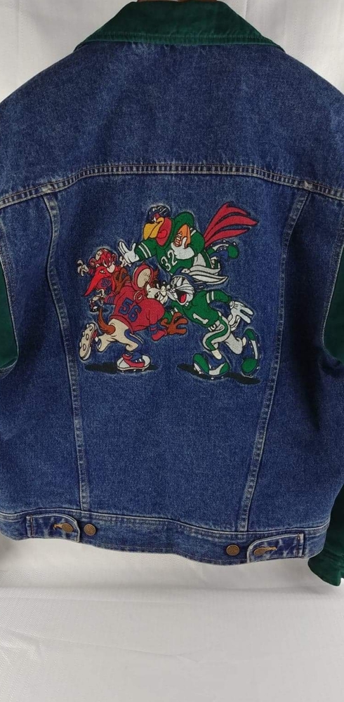 Looney Tunes Denim Jacket Football Themed Blitzers